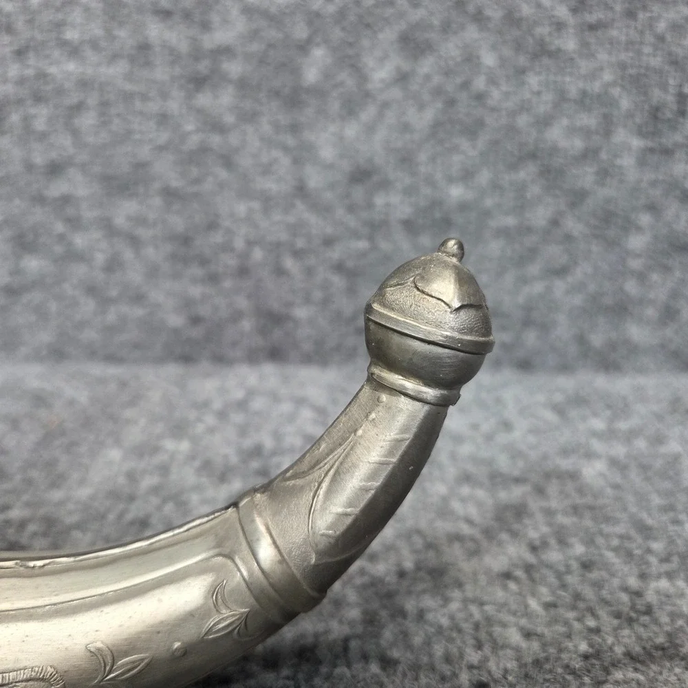 Vintage Aksel Holmsen Pewter Viking Drinking Horn with Lid Made in Norway 1930's